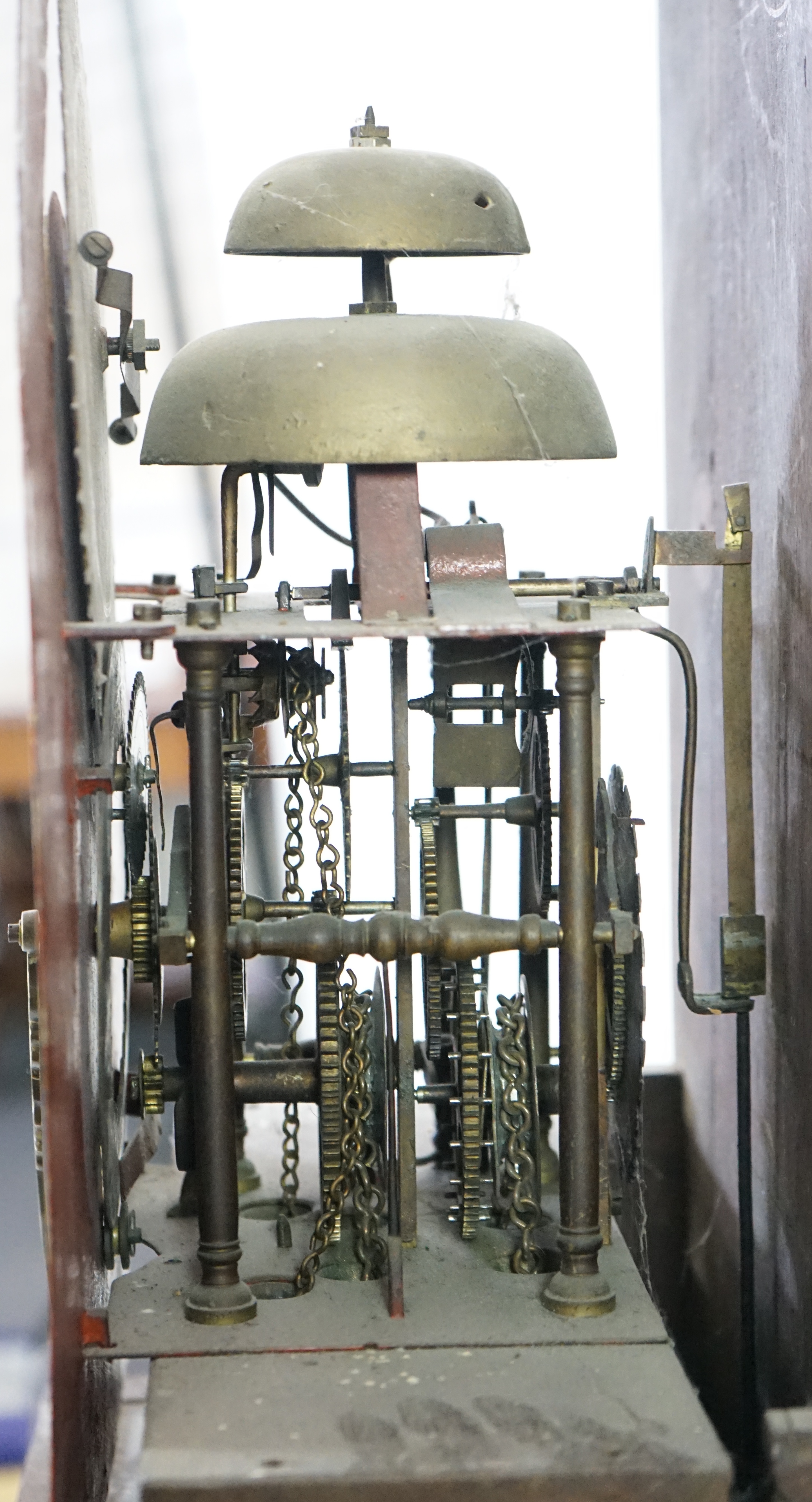 A late 18th century Dutch Frisian Staart oak eight day wall clock